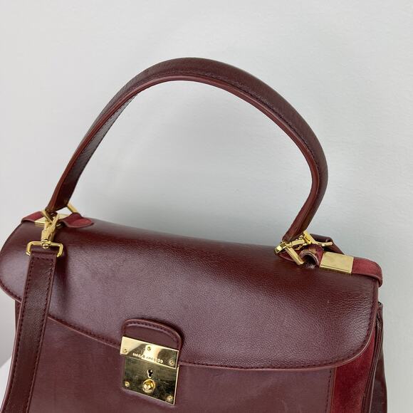 Marc Jacobs Bordo Handbag Leather Italy Satchel Suede Brown Burgundy ITALY - Picture 2 of 14